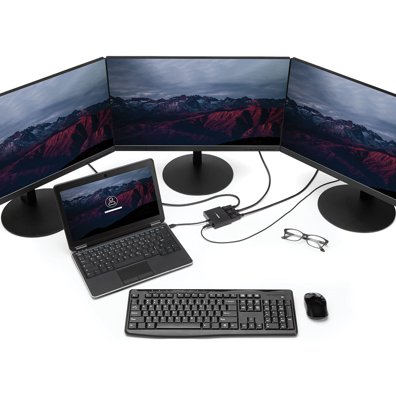 StarTech MSTMDP123DP 3-Port Multi Monitor Adapter - mDP - DP MST Hub, Dual 4K 30Hz & 1080p